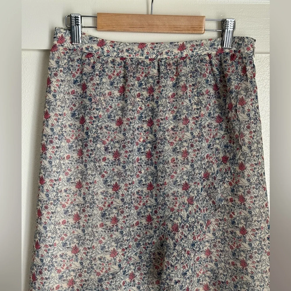 Madewell Floral Ruffle Wrap Skirt Size 0 Blue Red Mini Boho Cottagecore